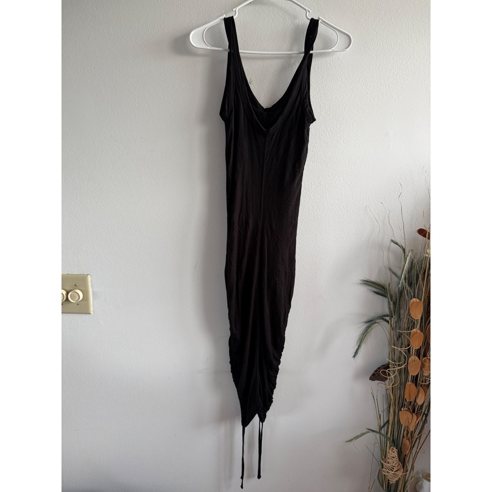 AllSaints Black Ruched Sleeveless V-Neck Viscose Midi‎ Dress Womens Small